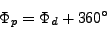 \begin{displaymath}
\Phi_{p}=\Phi_{d}+360\end{displaymath}